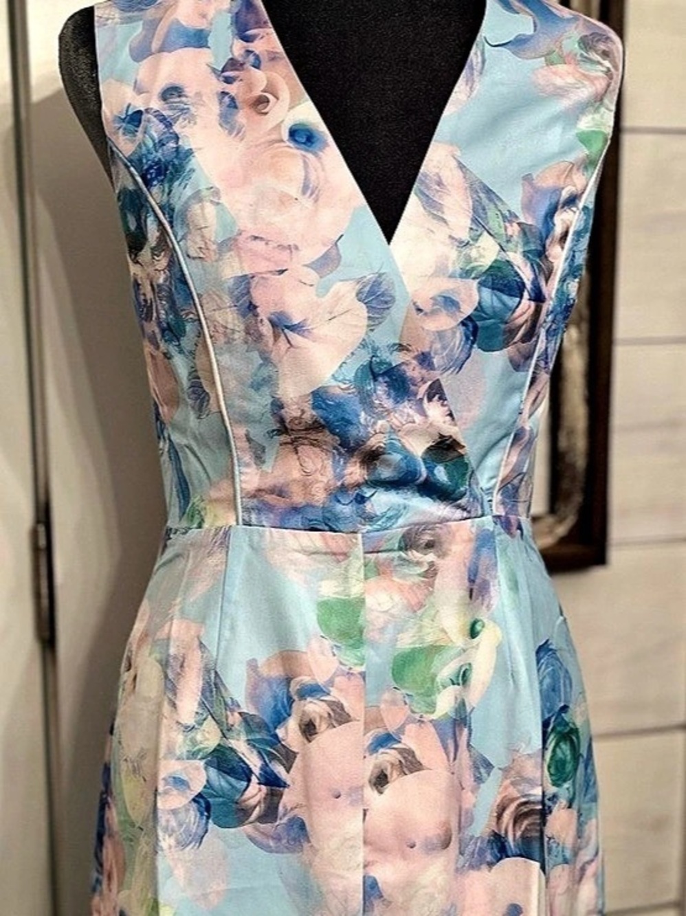 Floral Mini Dress in Blue & Pink